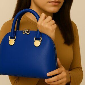 Gianfranco Lotti Firenze Blue Leather Tote, Billfold Wallet Set – Women’s Luxury